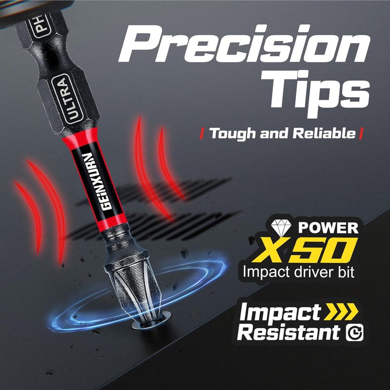 GEINXURN Impact Screwdriver Bits Set, Magnetic S2 Steel Phillips/Square/Torx/Hex 82Pieces Insert Power Bits Tips with Impact Bit Holder and Impact Nut Driver and Rachet Screwdriver Handle - Image 5